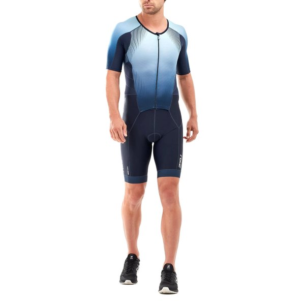2XU® - Men's Perform Small Midnight/Fresh Ombre Full Zip Sleeved Tri Suit