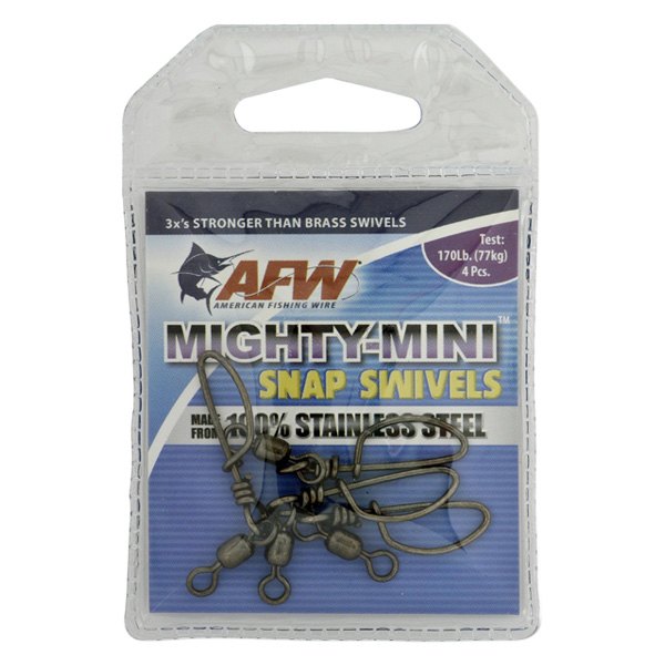 AFW® - Mighty Mini™ 3 Size Black Stainless Steel Snap Swivels, 4 Pieces