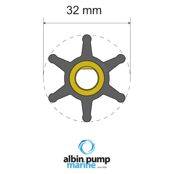Albin Pump Marine® - Premium 6-Blade Neoprene 1-1/4" D Single Flat Drive Impeller