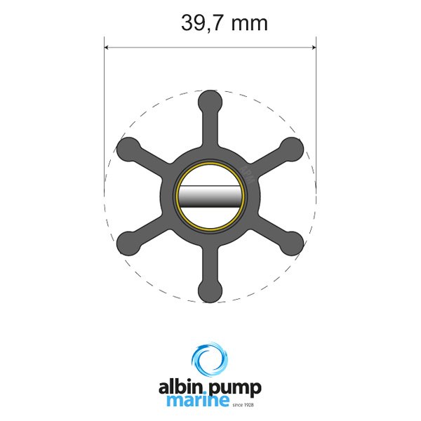 Albin Pump Marine® - Premium 6-Blade Neoprene 1-9/16" D Pin Drive Impeller