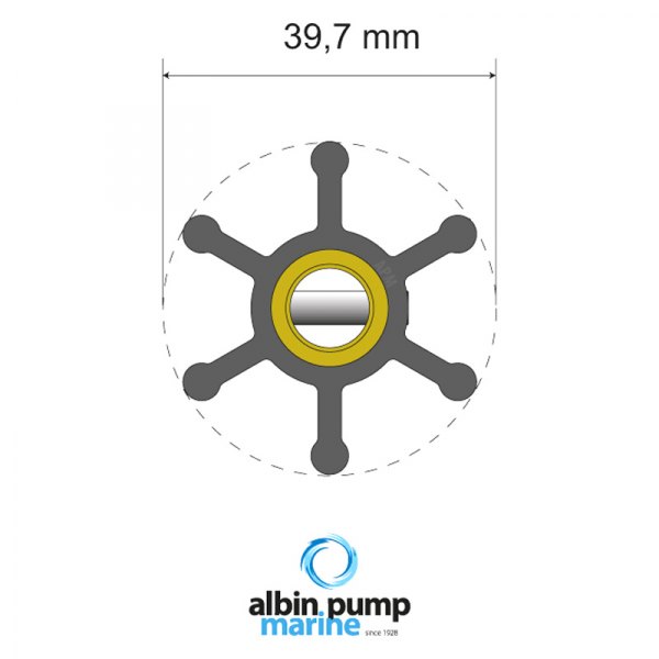 Albin Pump Marine® - Premium 6-Blade Neoprene 1-9/16" D Pin Drive Impeller