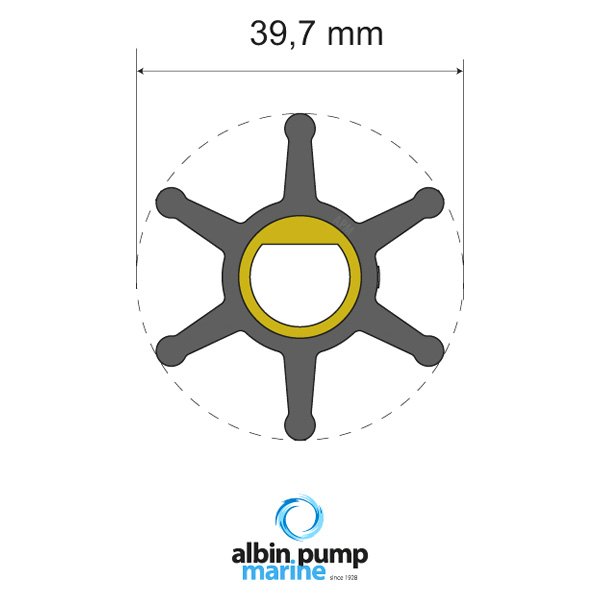 Albin Pump Marine® - Premium 6-Blade Neoprene 1-9/16" D Single Flat Drive Impeller