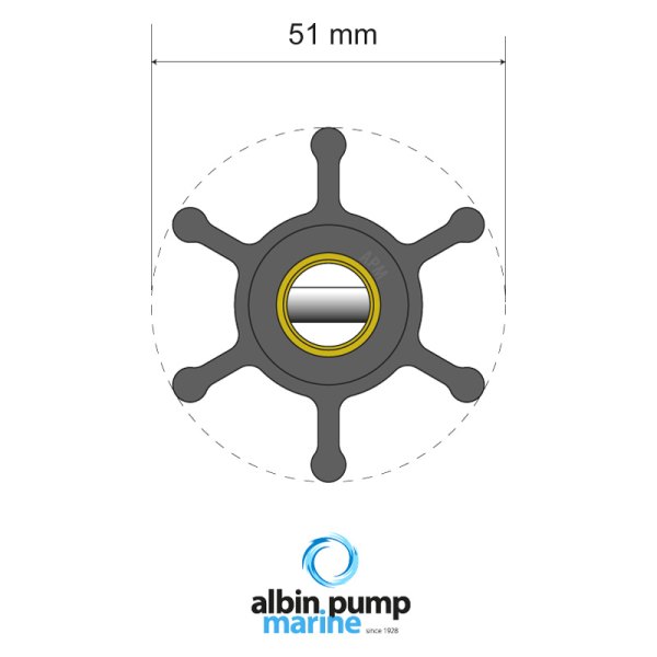 Albin Pump Marine® - Premium 6-Blade Neoprene 2" D Pin Drive Impeller
