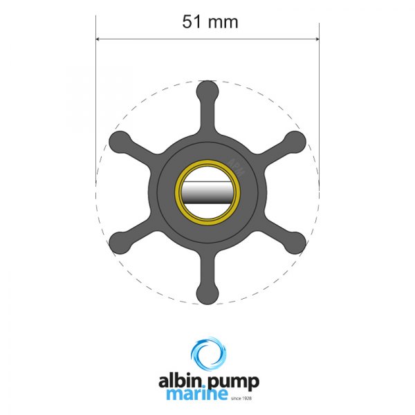 Albin Pump Marine® - Premium 6-Blade Neoprene 2" D Pin Drive Impeller