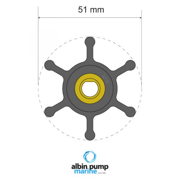 Albin Pump Marine® - Premium 6-Blade Neoprene 2" D Single Flat Drive Impeller