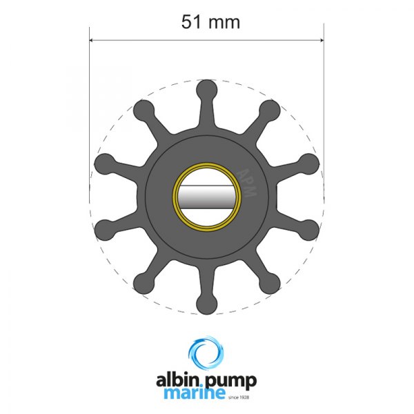 Albin Pump Marine® - Premium 10-Blade Neoprene 2" D Pin Drive Impeller