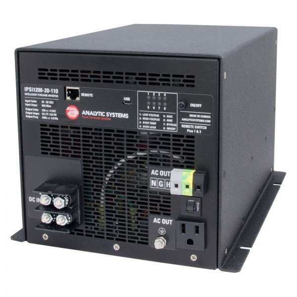 Analytic Systems® - 20-40 V DC Input/110 V AC Output 1200 W Intelligent Pure Sine Inverter