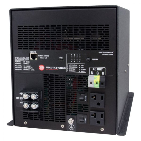 Analytic Systems® - 20-40 V DC Input/110 V AC Output 2400 W Intelligent Pure Sine Inverter