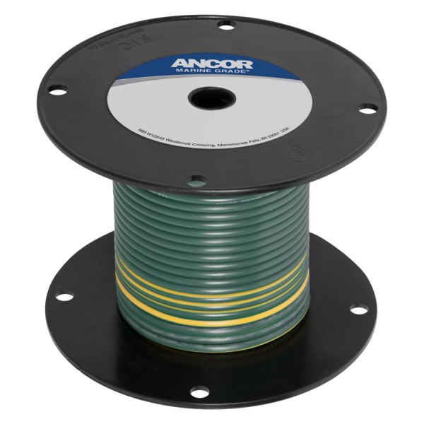 Ancor® - 10 AWG 500' Green with Yellow Stripe Tinned Copper Wire