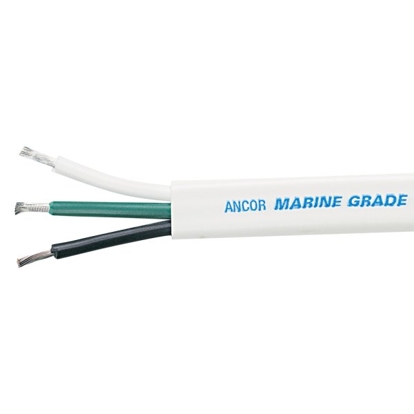 Ancor® - 8/3 AWG 100' Black/Green/White Flat Triplex Cable