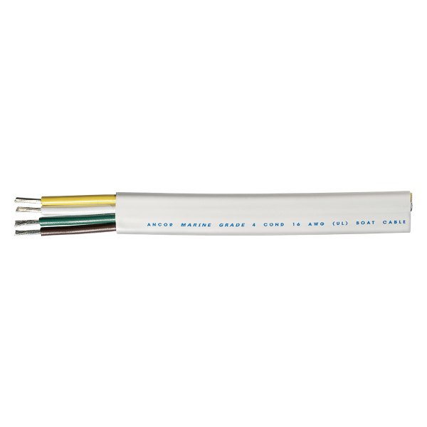 Ancor® 154010 - 16/4 AWG 100' Yellow/White/Green/Brown Flat Trailer Cable -  BOATiD.com