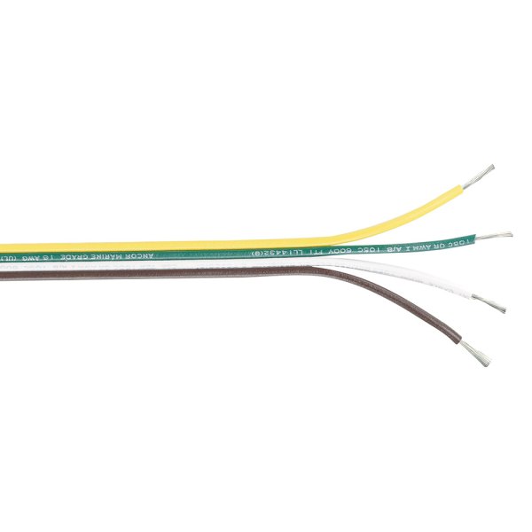 Ancor® - 16/4 AWG 100' Brown/Green/White/Yellow Copper Flat Ribbon Bonded Cable