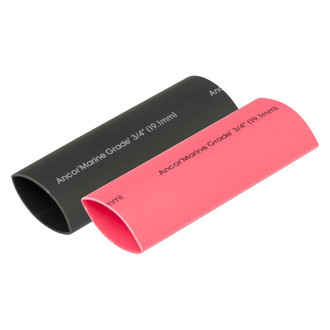 Ancor® - 8-2/0 AWG 3/4" D x 3" L Black/Red Adhesive Lined Heat Shrink Tubing, 2 Pieces