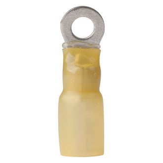 Ancor® - 12-10 AWG #8 Yellow Heat Shrink Ring Terminals, 100 Pieces