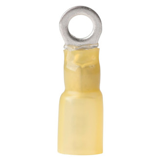 Ancor® - 12-10 AWG #10 Yellow Heat Shrink Ring Terminals, 100 Pieces