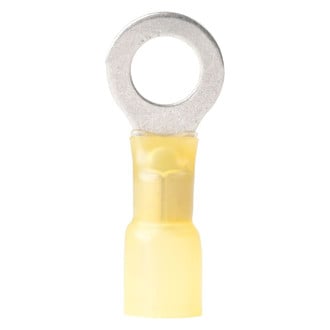Ancor® - 12-10 AWG 5/16" Yellow Heat Shrink Ring Terminals, 100 Pieces