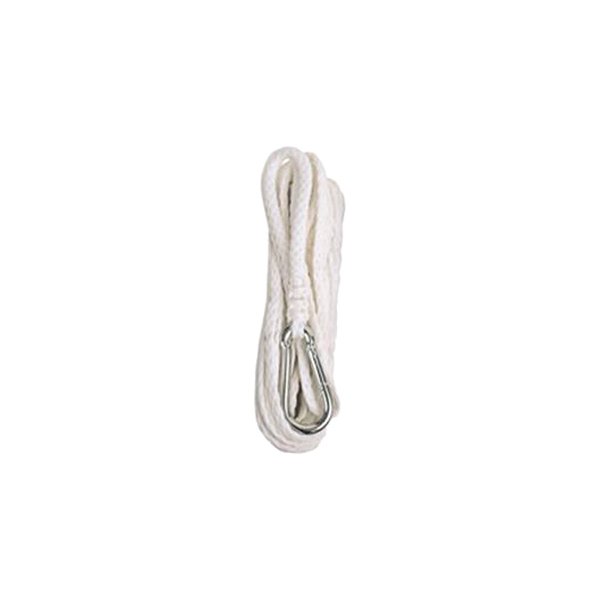 Attwood® - 1/4" D x 50' L White Polypropylene Hollow Braid Anchor Line with Spring Hook