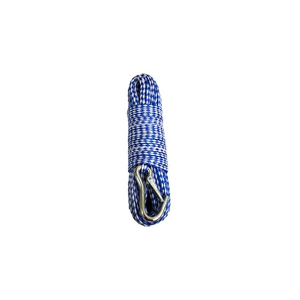 Attwood® - 1/4" D x 100' L Blue/White Polypropylene Hollow Braid Anchor Line with Spring Hook