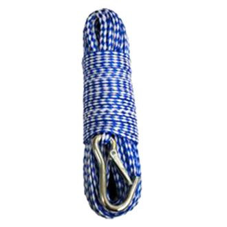 Attwood® - 1/4" D x 100' L Blue/White Polypropylene Hollow Braid Anchor Line with Spring Hook