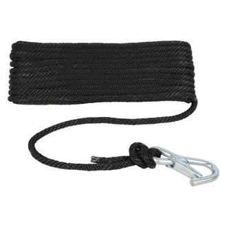Attwood® - 3/8" D x 50' L Black Polypropylene Solid Braid Anchor Line with Spring Hook