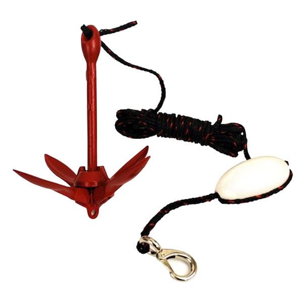 Attwood® - 3.5 lb Red Painted Iron Folding Grapnel Anchor Kit