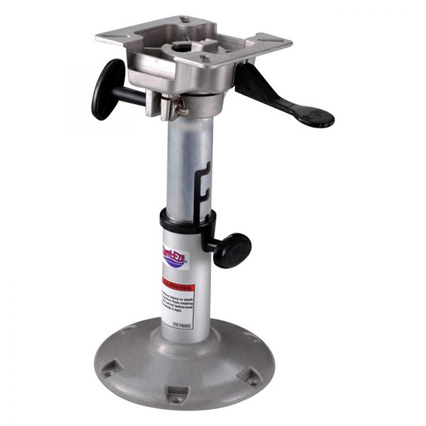 Attwood® - LakeSport 12.5"-15.5" H x 2-3/8" D Anodized Aluminum Manual Bell Adjustable Post with Seat Mount & Round Base