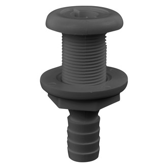 Attwood® - 1-1/8" Hole Polypropylene Black Thru-Hull Fitting for 3/4" D Hose with Bailer Plug, Bulk