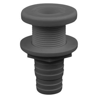 Attwood® - 1-3/8" Hole Polypropylene Black Thru-Hull Fitting for 1-1/8" to 1-1/4" Hose with Bailer Plug, Bulk