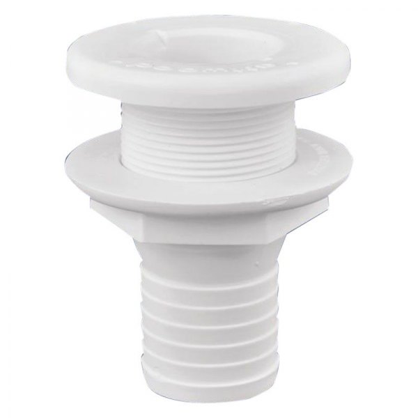 Attwood® - 2" Hole Polypropylene White Thru-Hull Fitting for 1-1/2" D Hose, Aftermarket