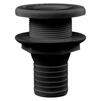 Attwood® - 2" Hole Polypropylene Black Thru-Hull Fitting for 1-1/2" D Hose with Bailer Plug, Bulk