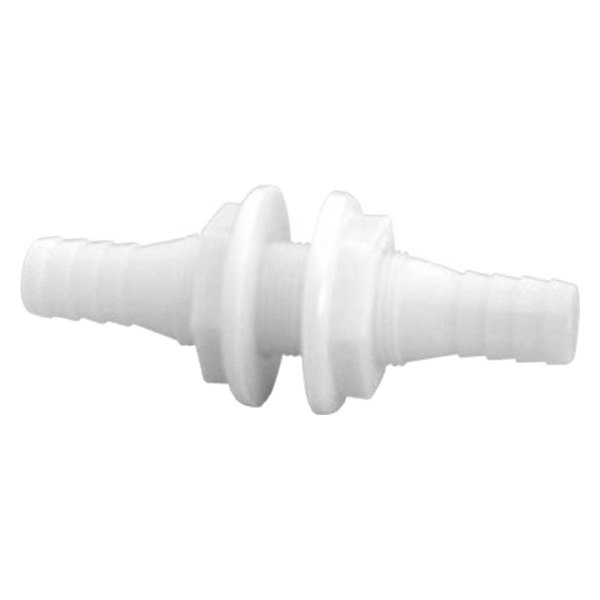 Attwood® - 1-1/8" Hole Polypropylene White Double-Ended Thru-Hull Fitting for 3/4" D Hose