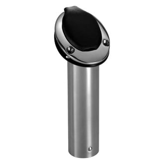 Attwood® - 30° 9" L 2" O.D. Black Stainless Steel Closed End Rod Holder with Black Insert