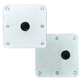 Attwood® - Lock'N-Pin™ 7" L x 7" W Zinc Plated Steel Threaded Square Base with Nylon Bushing for 3/4" D Post, Bulk