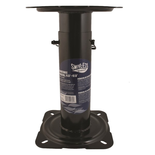 Attwood® - 11.5"-17.5" H Black Powder Coated Adjustable Post with Seat Mount & Square Base