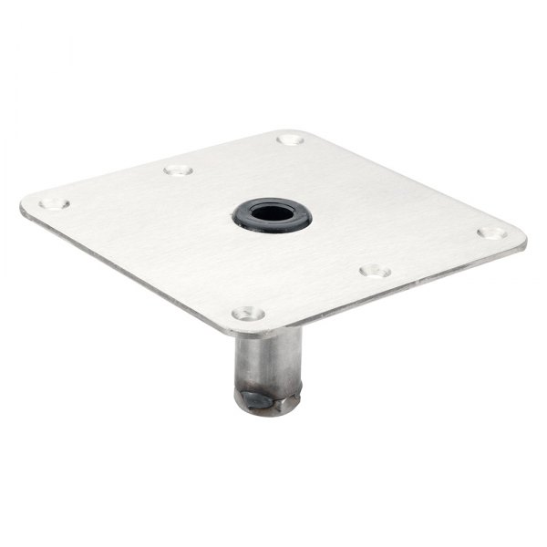 Attwood® - Lock'N-Pin™ 7" L x 7" W Stainless Steel Threaded Square Base with Nylon Bushing for 3/4" D Post, Bulk