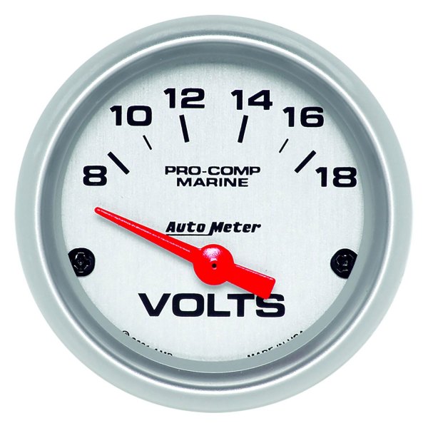 Auto Meter® - 2.06" Silver In-Dash Mount Voltmeter Gauge