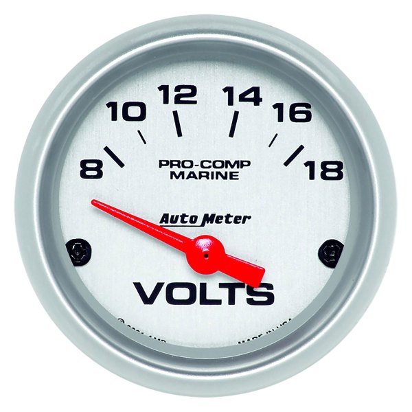 Auto Meter® - 2.06" Silver In-Dash Mount Voltmeter Gauge
