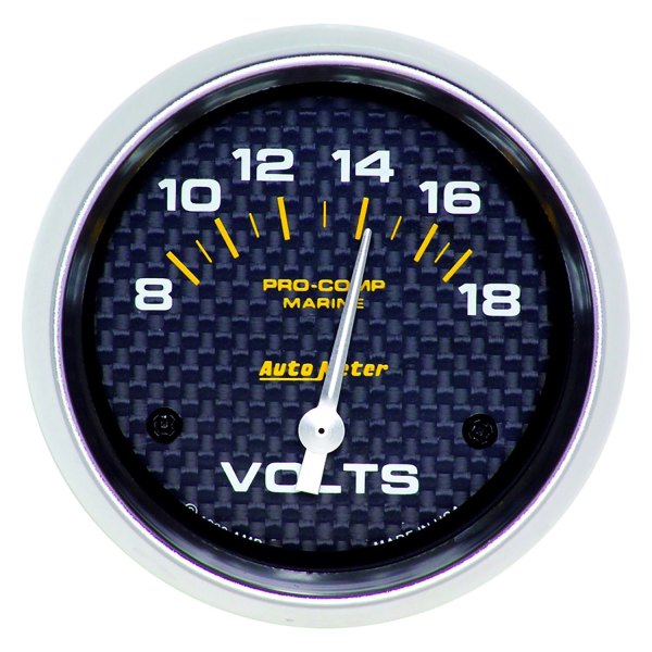 Auto Meter® - 2.62" Carbon Fiber In-Dash Mount Voltmeter Gauge