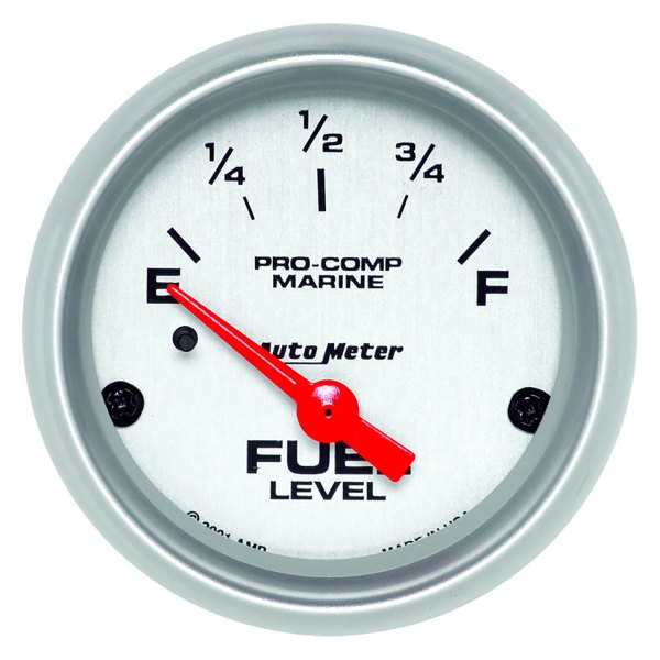 Auto Meter® - 2.06" Silver In-Dash Mount Fuel Level Gauge