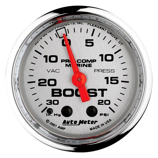 Auto Meter® - 2.06" Chrome In-Dash Mount Boost/Vacuum Gauge