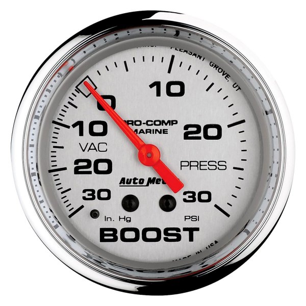 Auto Meter® - 2.62" Chrome In-Dash Mount Boost/Vacuum Gauge