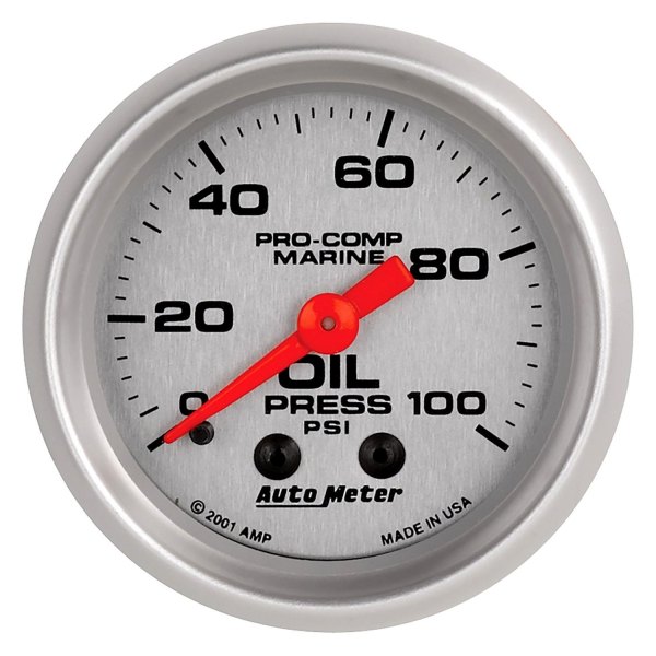 Auto Meter® - 2.06" Silver In-Dash Mount Mechanical Oil Pressure Gauge