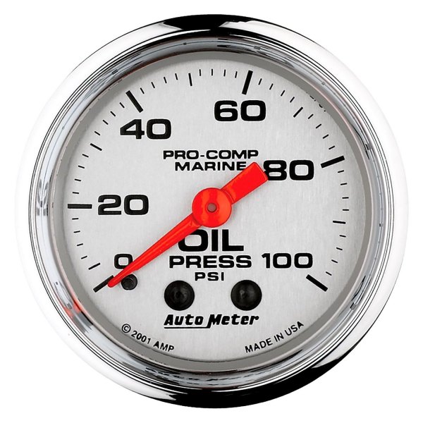 Auto Meter® - 2.06" Chrome In-Dash Mount Mechanical Oil Pressure Gauge