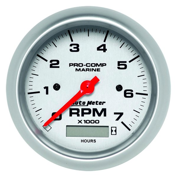 Auto Meter® - 3.37" Silver In-Dash Mount Tachometer/Hourmeter Gauge
