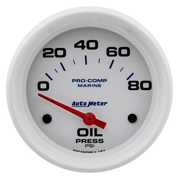 Auto Meter® - 2.62" White In-Dash Mount Electric Oil Pressure Gauge