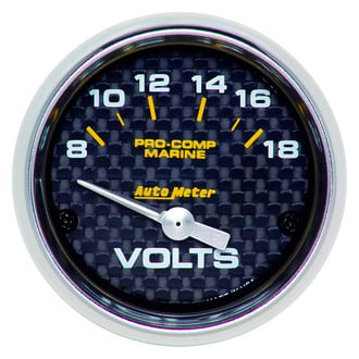 Auto Meter® 200756-40 - 2.06" Carbon Fiber In-Dash Mount Voltmeter Gauge