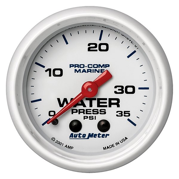 Auto Meter® - 2.06" White In-Dash Mount Water Pressure Gauge