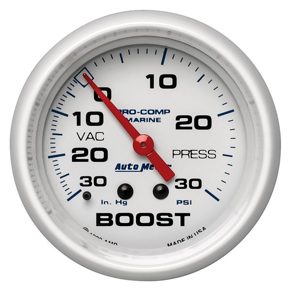 Auto Meter® - 2.62" White In-Dash Mount Boost/Vacuum Gauge