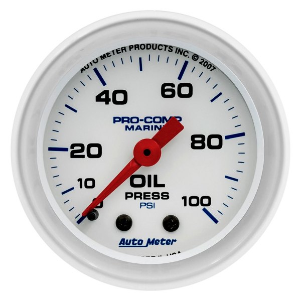 Auto Meter® - 2.06" White In-Dash Mount Mechanical Oil Pressure Gauge