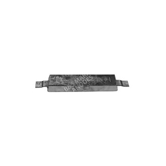 B&S Marine Anodes® BSMWO114X3X12 - 12" L x 3" W x 1.25" H Zinc Rectangular Hull Plate Anode with Straps